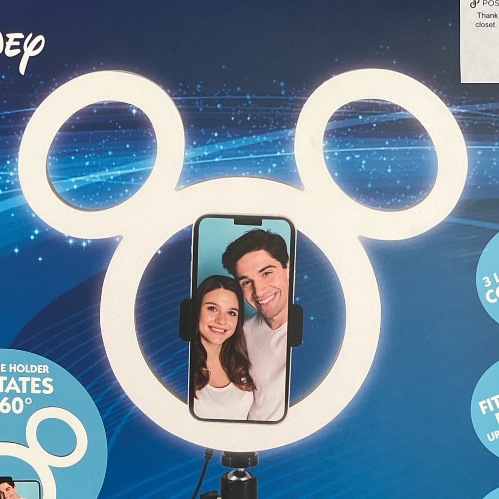 Disney Mickey Large Ring Light Smart Phone Tripod, NIB